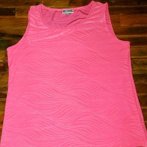 Women's JM Collection pink sleeveless tank xl extra large ribbed wave pattern